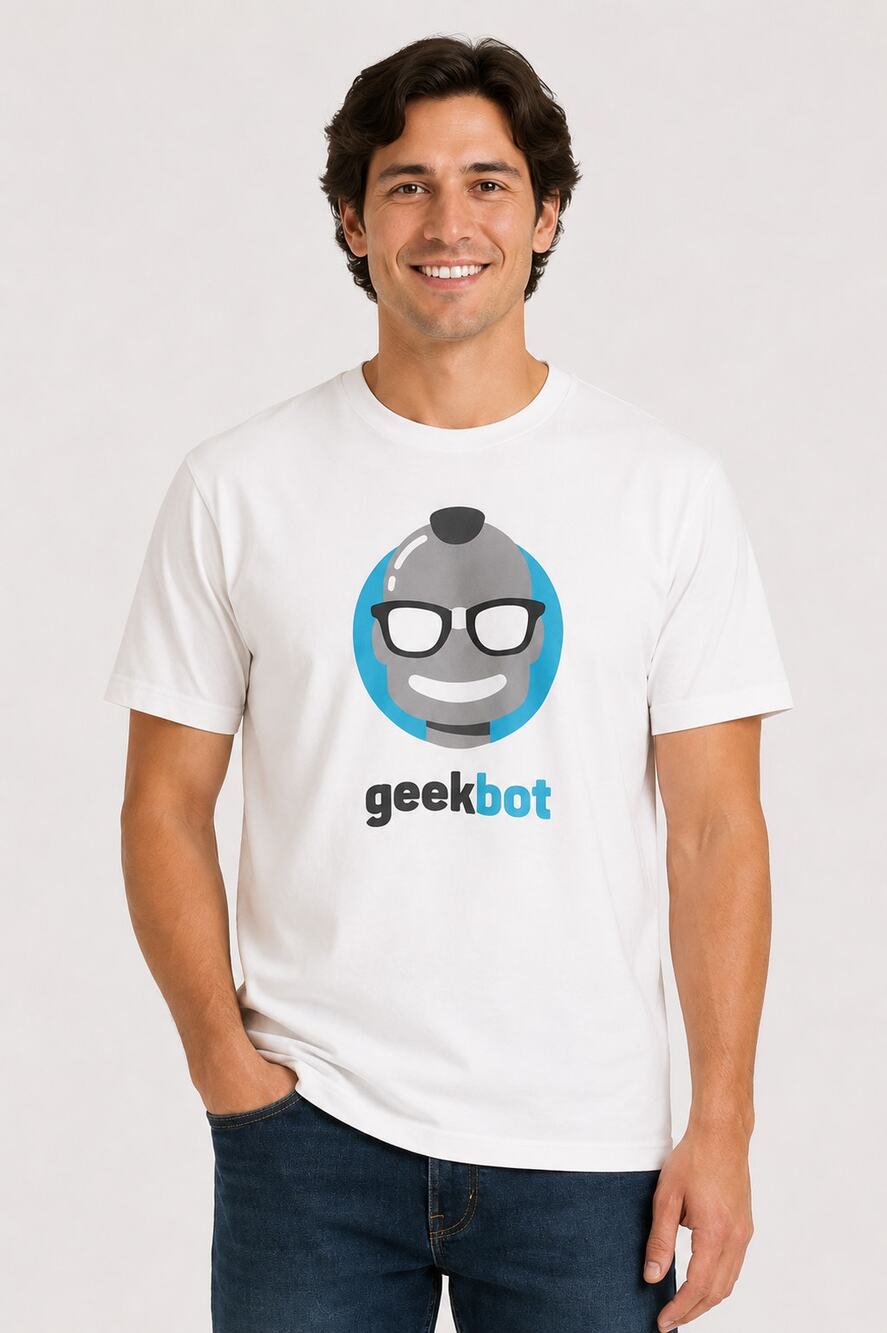 Geekbot Organic Cotton T Shirt Mens XL White Blue New Earth Positive